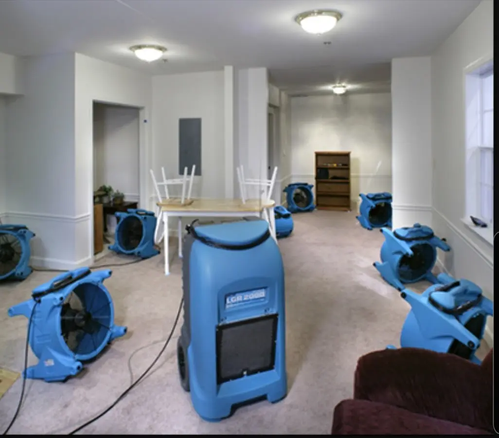 Air movers and dehumidifier setup for Water Extraction & Removal in Silver Lakes